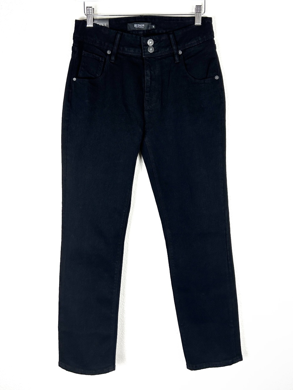 MWT Hudson straight leg black denim jeans in Pitch Black size 6 NEW